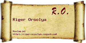 Riger Orsolya névjegykártya